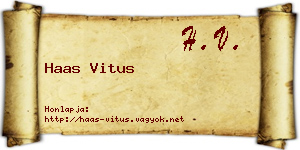 Haas Vitus névjegykártya